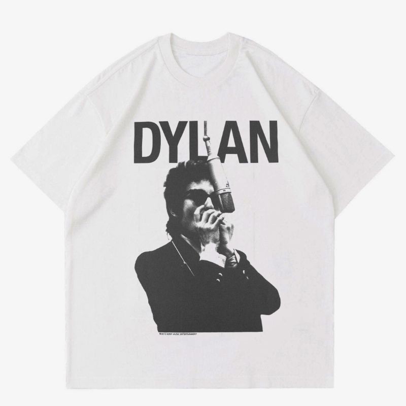 POP T-SHIRT เสื้อยืด พิมพ์ลาย Bob DYLAN VINTAGE HARMONICA | เสื้อยืด พรีเมี่ยม สีขาว ลาย | เสื้อยืด 