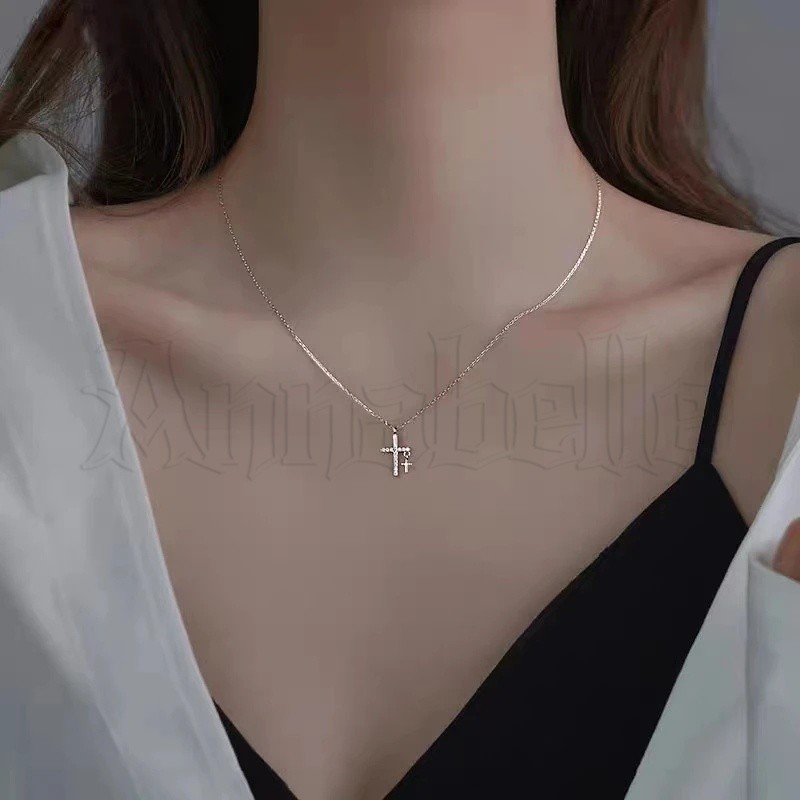 [ขายดี] สร้อยคอโชคเกอร์ จี้ไม้กางเขน ประดับเพทาย คริสตัล หรูหรา สไตล์เกาหลี เครื่องประดับแฟชั่น สําหรับผู้หญิง