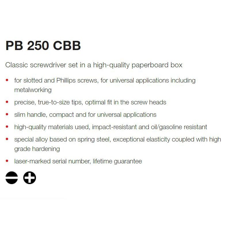 ไขควงแบน PB Swiss ชุดไขควง 7 ตัวชุดในกล่องกระดาษ (PB250.CBB)