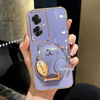 เคสโทรศัพท์ OPPO Reno11F 5G Reno11 5G Reno 11 Pro 5G Reno 8T 8 8Z 5G Reno 7 8 4G Reno7Z 5G เคสโทรศัพท์ เคสโทรศัพท์พร้อมขาตั้งแมวกวัก Gong Xi Fa Cai