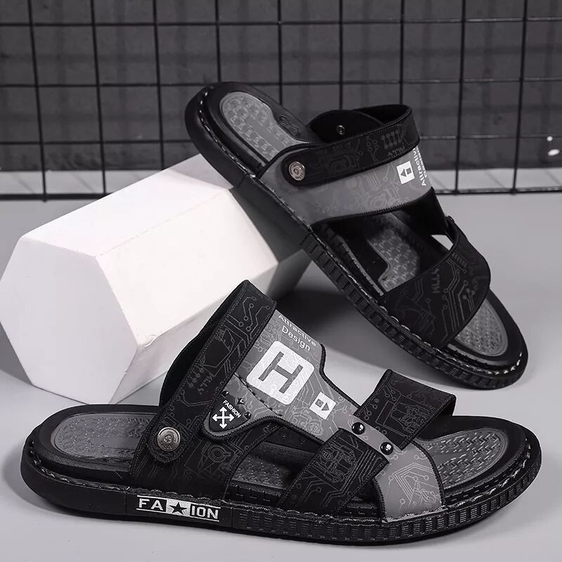 รองเท้าแตะแฟชั่นกลางแจ้ง รองเท้าแตะชายหาดผู้ชาย กันลื่น สวมใส่สบาย - รูปที่ 7