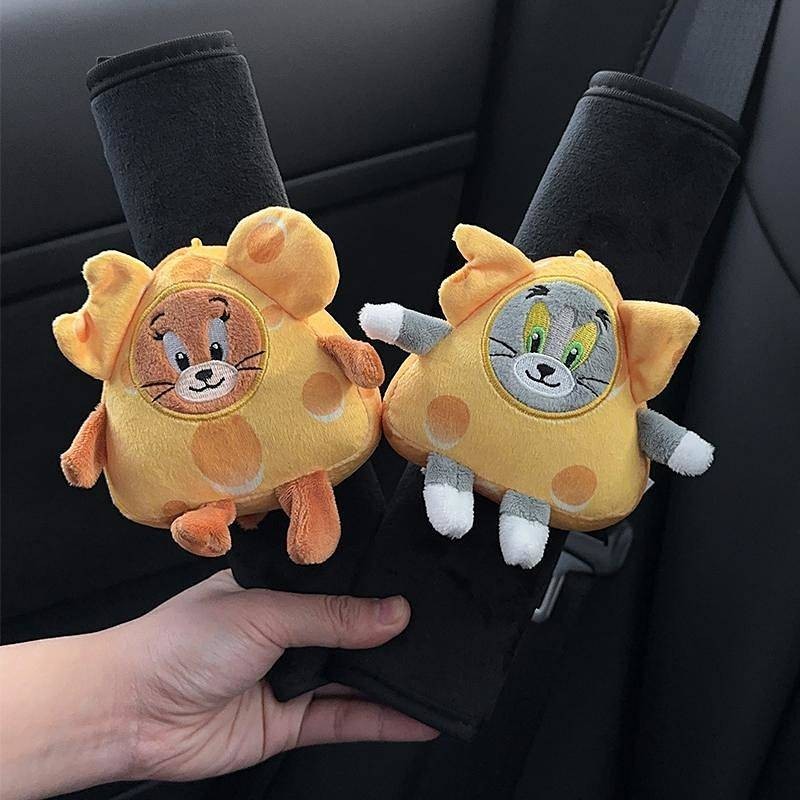 Cheese Cat and Mouse Car Seat Belt Shoulder Protective Cover Universal Advanced Cute Car Interior De