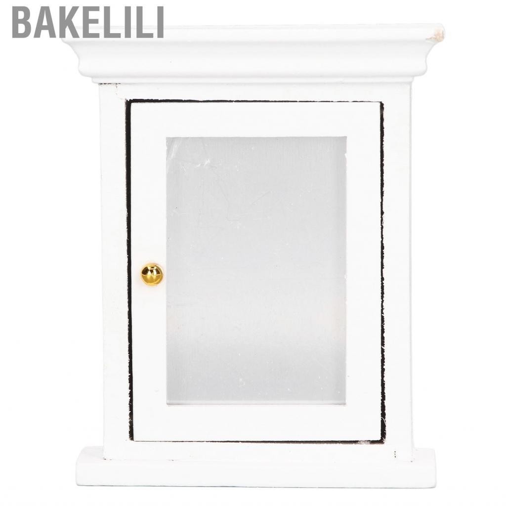 Bakelili Dollhouse Mini Mirror Cabinet 1:12 Miniature Mirrored White Bathroom
