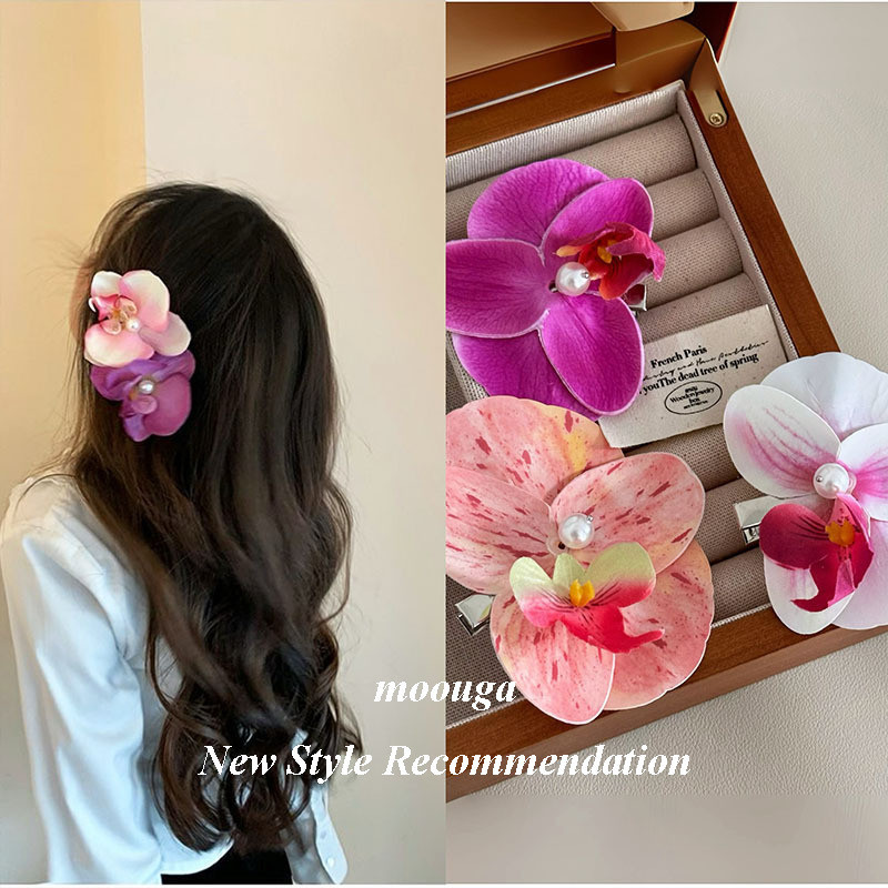 Moouga/phalaenopsis กิ๊บติดผมจําลอง ลายดอกไม้ สําหรับผู้หญิง