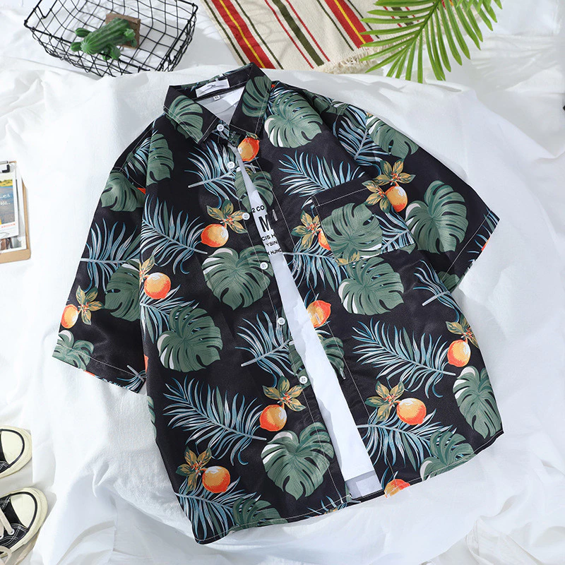 Maisida เสื้อแขนสั้นลายดอก สไตล์ฮาวาย ทรงหลวม thumbnail 5