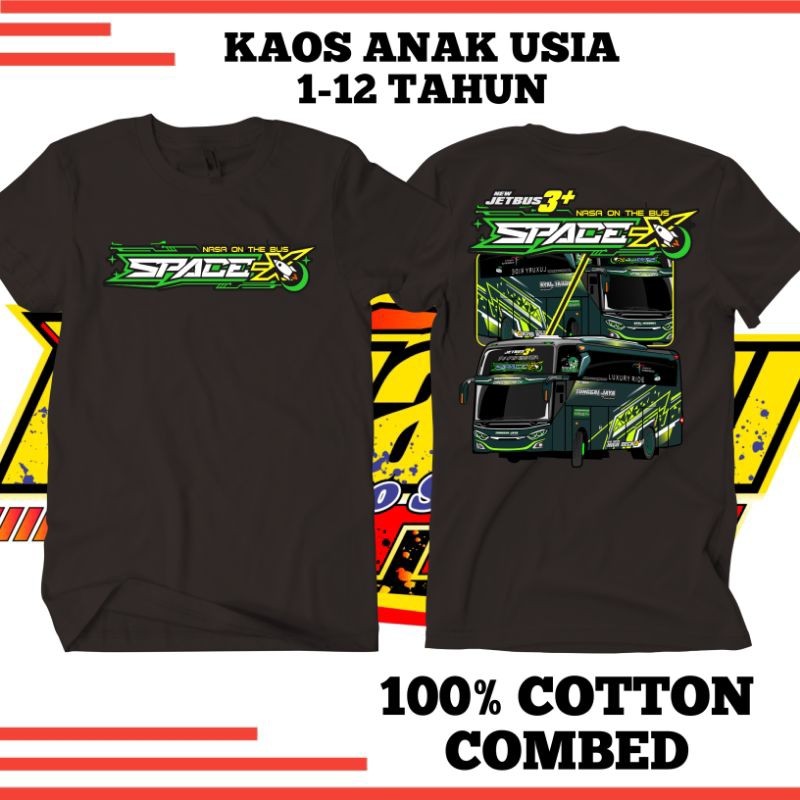 SPACE-X JETBUS 3 Bus Kids T-Shirt // ผ้าฝ้ายหวีคุณภาพพรีเมี่ยม Bus Kids T-Shirt // Basuri Tellet Bus