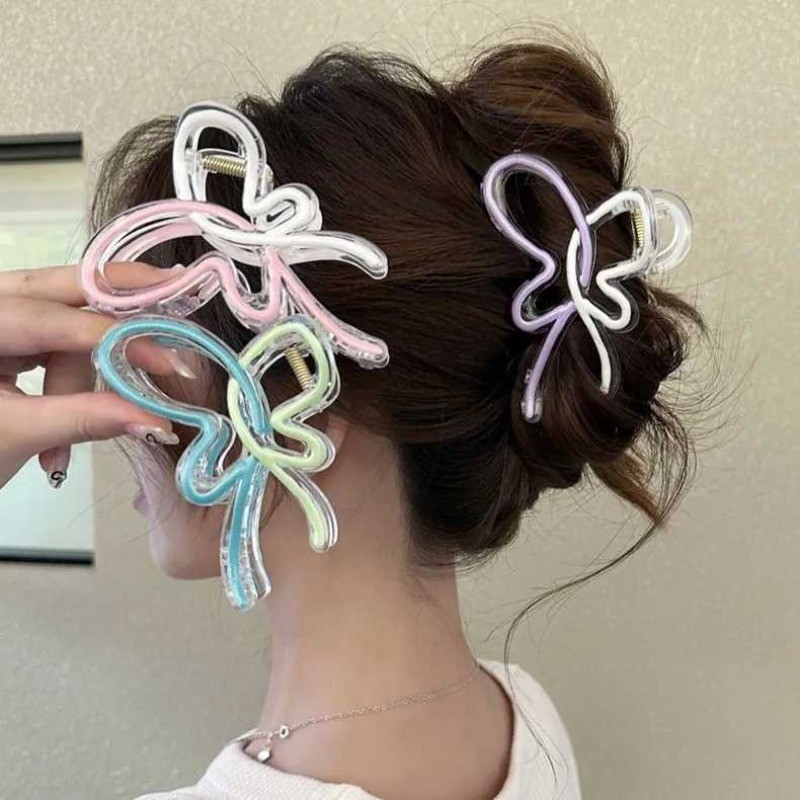 Dopamine Color Gradient Bow Grab Clip ที่คาดผมกิ๊บอะคริลิกอารมณ์ของผู้หญิง
