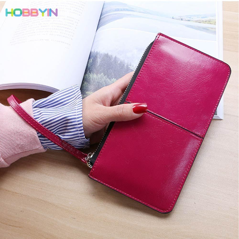HOBBYIN กระเป๋าสตางค์ ใบยาว มีซิป ใส่โทรศัพท์ได้