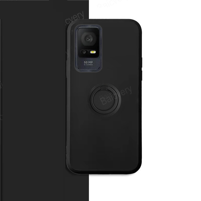ปลอกสําหรับ TCL 405 T506D 406 T506K 406S 408 Matte สีดําป้องกัน Soft TPU ฝาครอบผู้ถือแหวน