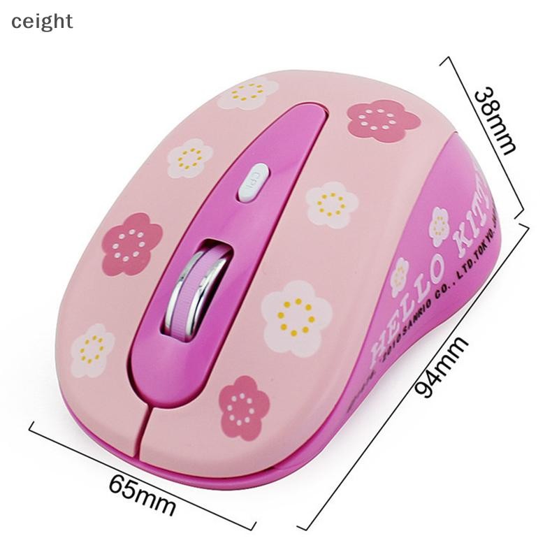 [ceight] 2.4g เมาส์คอมพิวเตอร์ไร้สาย Ergonomic Silent Creative Mouses Hallo Kitty เมาส์น่ารักสาวสีชมพูของขวัญสําหรับแล็ปท็อป PC MAC คอมพิวเตอร์ TH