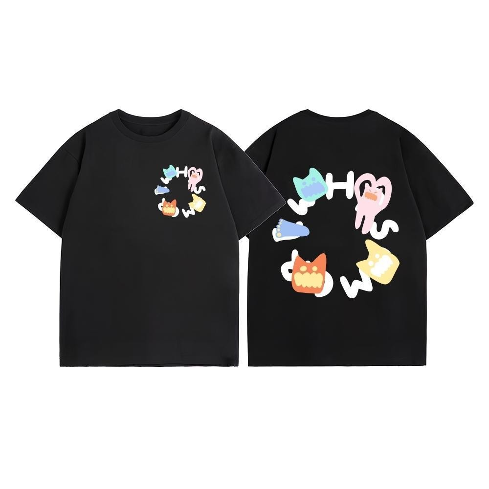 (จัดส่งตลอด 24 ชั่วโมง)เสื้อยืด Oversize เสื้อยืดแนวอาร์ต กราฟิก Monster Circle ดีไซน์สนุก สไตล์เกาหลี คอตตอน 100%