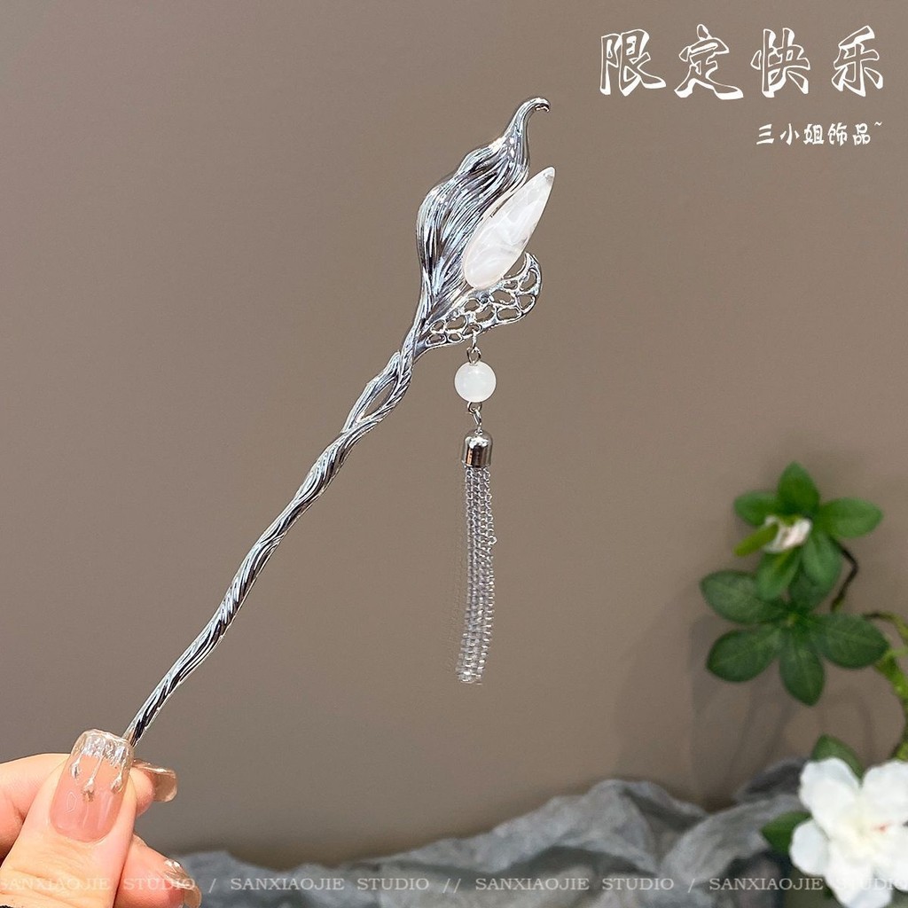 High-end Starry Sky Moonstone พู่ Hairpin รูปที่ 7