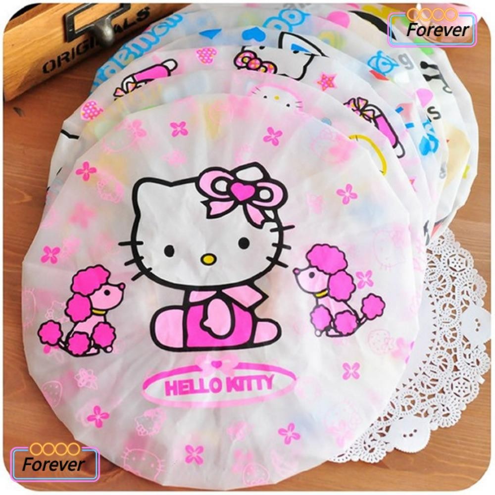 หมวกอาบน้ําลายการ์ตูน FOREVER, หมวกอาบน้ําผู้หญิง Hello Kitty ญี่ปุ่น, หมวกแชมพูมิกกี้แบบใช้ซ้ําได้น่ารัก, ผลิตภัณฑ์ในห้องน้ํา