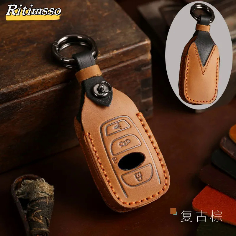 Handmade Leather Car Key Case Cover Set for Subaru Legacy Impreza Forester Xv Trezia BRZ Wrx Levorg 