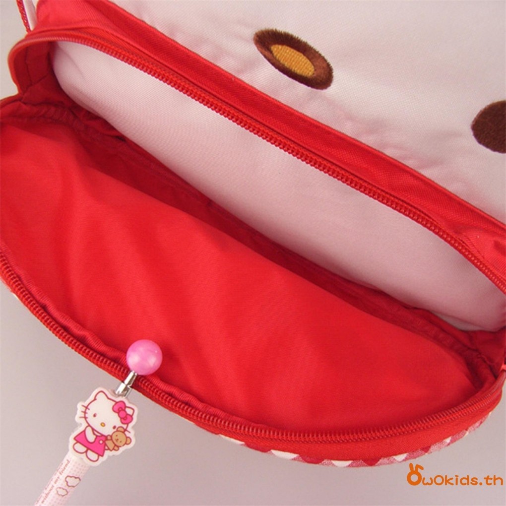GRAO-Sanrio Hello Kitty กระเป๋าเป้สะพายหลังสําหรับเด็กผู้หญิงน่ารักสตรอเบอร์รี่พิมพ์กระเป๋านักเรียนน้ําหนักเบากระเป๋าหนังสือเด็ก