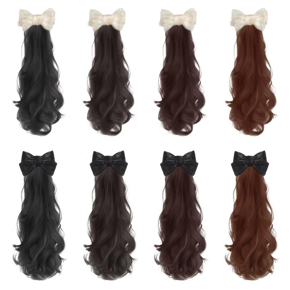 เจรีมี1 วิกผมหางม้าโบว์สีเบจสีดํา,ผมหางม้าลอนหยักยาวสังเคราะห์สไตล์เกาหลี,ต่อผมทนความร้อนปุยผมหางม้าปลอมแฮร์พีชใช้ทุกวัน ราคา ถูกที่สุด ดีลบีเคเค แกลเลอรีภาพที่ 3