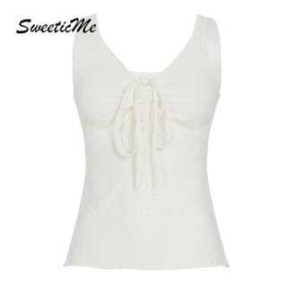 SweeticMe ผู้หญิง 2025 ใหม่แฟชั่นสีทึบ Hollow Slim Fit Lacin…