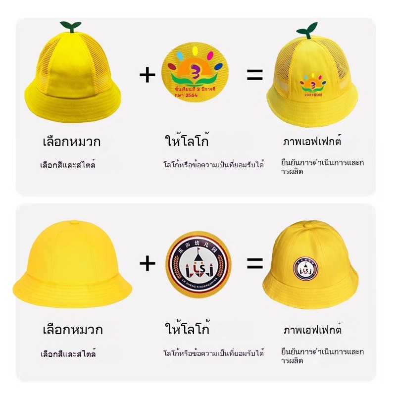 หมวกแก๊ปหญ้าสีเหลืองกันแดดระบายอากาศดีสำหรับเด็กนักเรียนและผู้ใหญ่ - รูปที่ 2