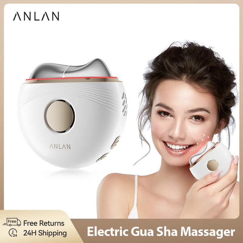 ANLAN เครื่องนวดไฟฟ้า Guasha EMS ยกกระชับใบหน้า ขจัดอาการบวมน้ำ กระชับผิว บำบัดด้วยความร้อน ขูดผิว บ