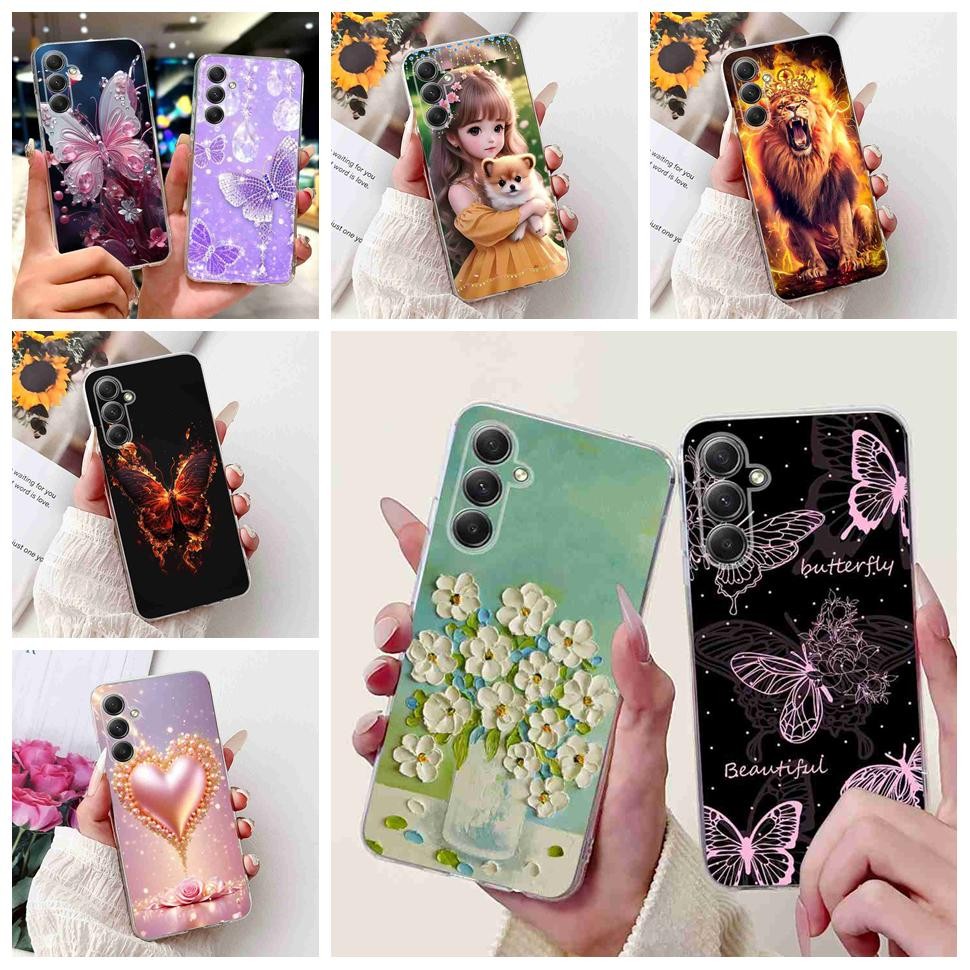 สําหรับ Samsung Galaxy A25 5G กรณีน่ารักสาวแมวผีเสื้อทาสี Soft TPU เคสโทรศัพท์สําหรับ Samsung 25 A25