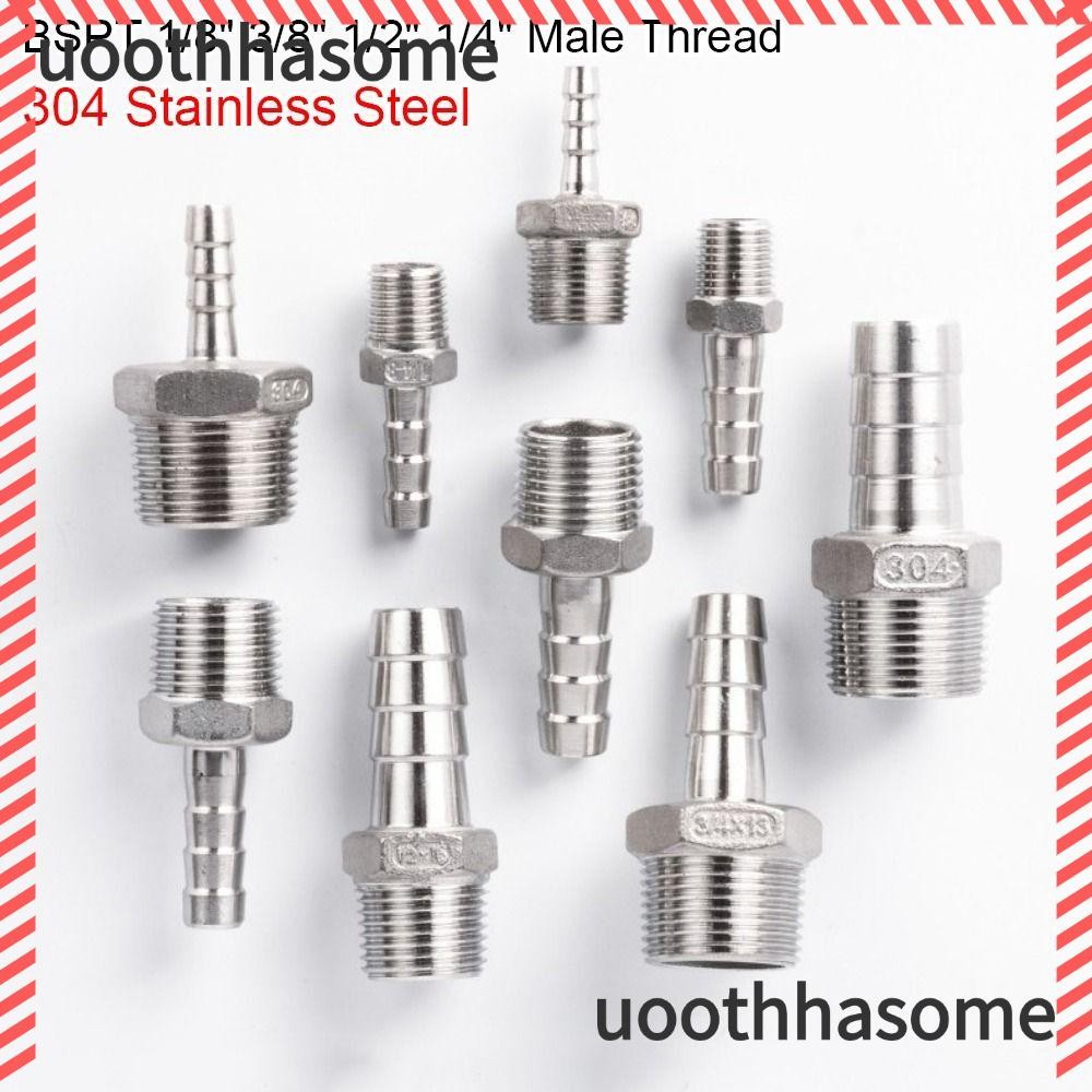 Uoothasome 1 ชิ้นท่อเชื่อมต่อ, BSPT Connector อะแดปเตอร์ท่อ Joint, ด้ายชาย 304 สแตนเลส 6 มิลลิเมตรถึง 12 มิลลิเมตรท่อสําหรับ PU PE Tube