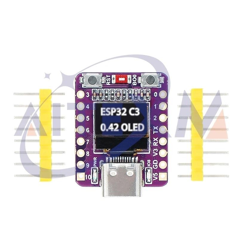Esp32 C3 จอแสดงผล OLED โมดูลบอร์ดพัฒนาเสาอากาศเซรามิค ESP32 Supermini บอร์ดพัฒนา WiFi บลูทูธหน้าจอ 0.42 นิ้ว