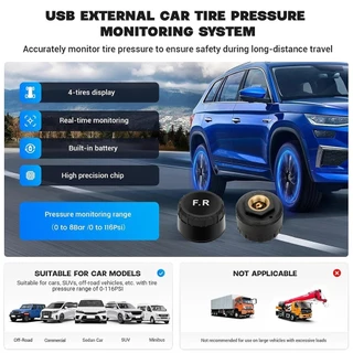 ฟรี Usbusb Android Tpms รถความดันยางนาฬิกาปลุกระบบสําหรับรถยนต์เครื่องเล่น Android คําเตือนอุณหภูมิพร้อมเซ็นเซอร์สี่