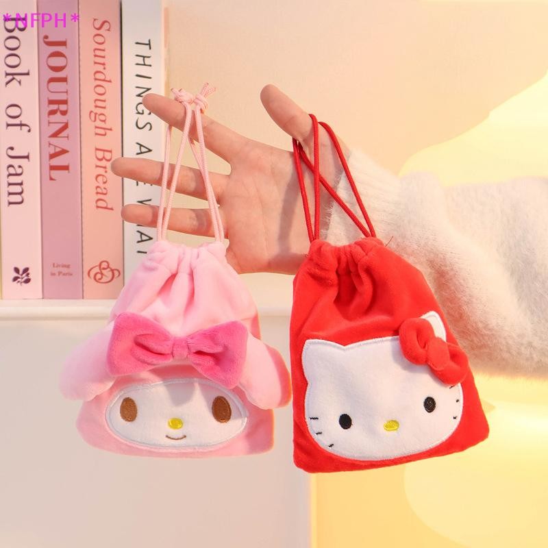 Nfph>sanrio Hello Kitty Kuromi การ์ตูนตุ๊กตา Drawstring กระเป๋าน่ารักเก็บกระเป๋า My Melody กระเป๋าเหรียญของขวัญวันหยุดสําหรับเด็กชายและเด็กหญิงใหม่