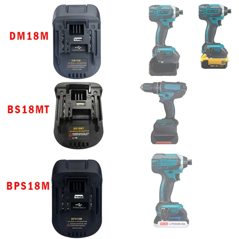 อะแดปเตอร์สำหรับ Milwaukee/Dewalt/Bosch/Porter 20V to Makita 18v แบตเตอรี่ลิเธียมแปลงแปลงเครื่องมือ