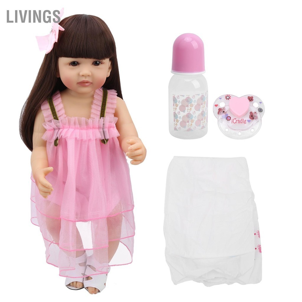 LivingS ซอฟท์ไวนิลซิลิโคนตุ๊กตาเด็กเหมือนจริงกันน้ำจำลองตุ๊กตาสาวเด็กของขวัญ55เซนติเมตร