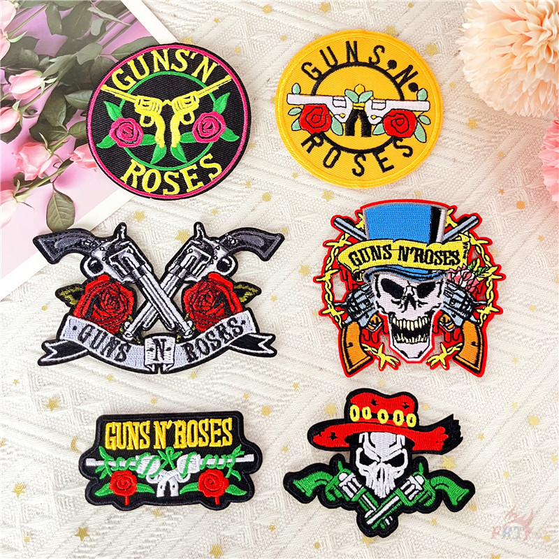 ♚ แผ่นแพทช์เหล็ก วงร็อค Guns N' Roses ♚ แผ่นแพทช์รีดติดเสื้อ รูปหินแข็ง DIY 1 ชิ้น