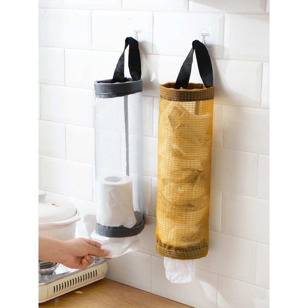 ที่ใส่ถุงพลาสติก ที่เก็บถุงพลาสติก พร้อมรูดึง ใช้งานอเนกประสงค์