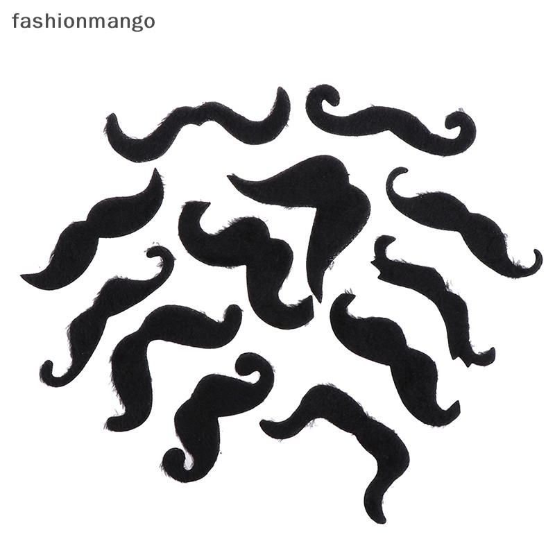 [fashionmango] หนวดปลอม สีดํา มีกาวในตัว สําหรับงานปาร์ตี้ 12 ชิ้น/ชุด