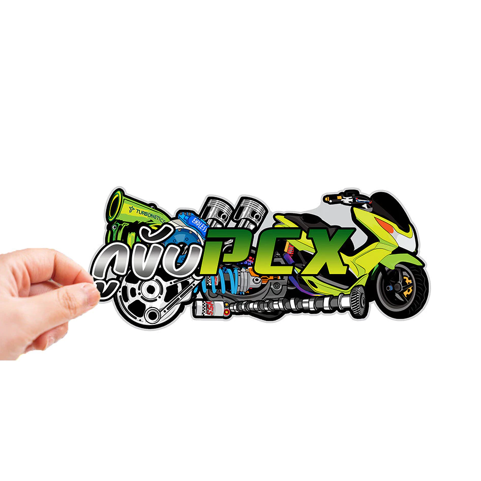สติกเกอร์ติดรถ กูขับPCX สีเขียว 1 แผ่น