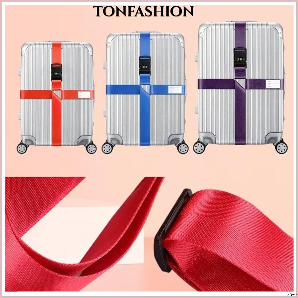 Tonfashion สายรัดกระเป๋าเดินทาง แบบไขว้ ปรับได้ พร้อมตัวล็อครหัสผ่าน สายรัดกระเป๋าเดินทาง ป้องกันการสูญหาย ป้องกันการโจรกรรม กระเป๋าเดินทางข้ามเข็มขัด