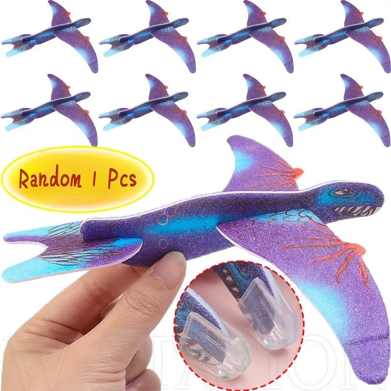 เครื่องบินร่อนบินกลางแจ้ง โมเดลเครื่องบิน / เครื่องบินโฟมตลก ขนาดเล็ก / ของเล่นไดโนเสาร์โยนมือ / ของขวัญสําหรับเด็ก / เครื่องร่อนเครื่องบิน DIY 3 มิติ
