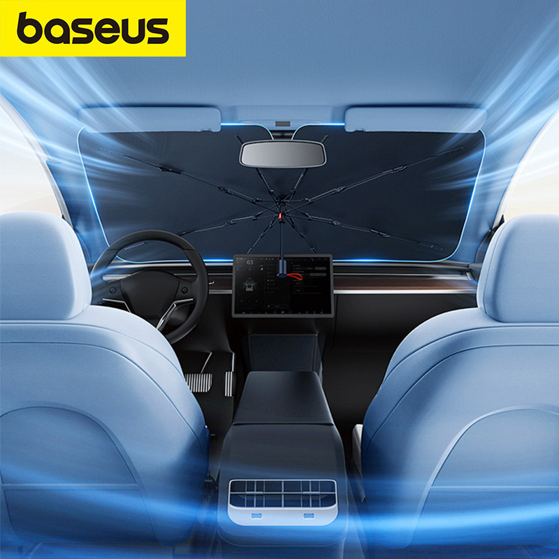 Baseus ม่านบังแดดรถยนต์ พับได้ ระบายความร้อน ป้องกันแสงแดด อุปกรณ์เสริม สําหรับหน้าต่างด้านหน้า