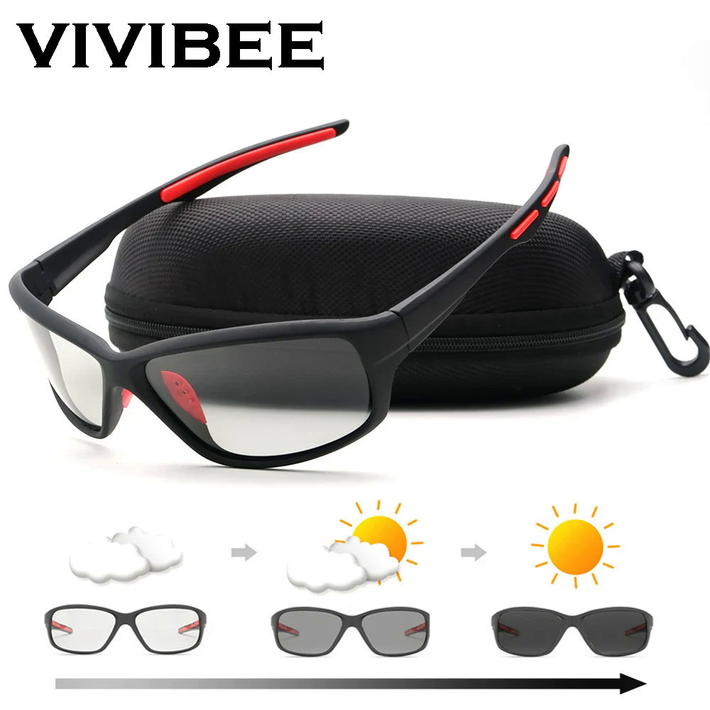 Men Photochromic Sunglasses Polarized Golf Women Cycling UV400 Color Changing Black Sun Glasses Outdoor Sports G