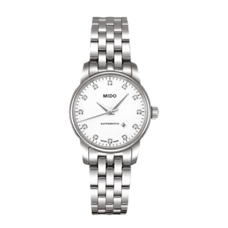 Mido/beren Saili Series M7600.4.66.1 นาฬิกาข้อมือ สายเหล็ก ประดับเพชร สีขาว สําหรับผู้หญิง