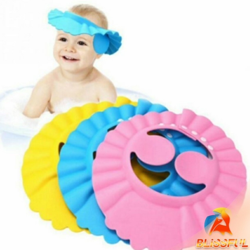 B.F หมวกอาบน้ำ กันน้ำ สำหรับสระผมเด็ก ปิดหูปรับได้  Baby waterproof shampoo cap