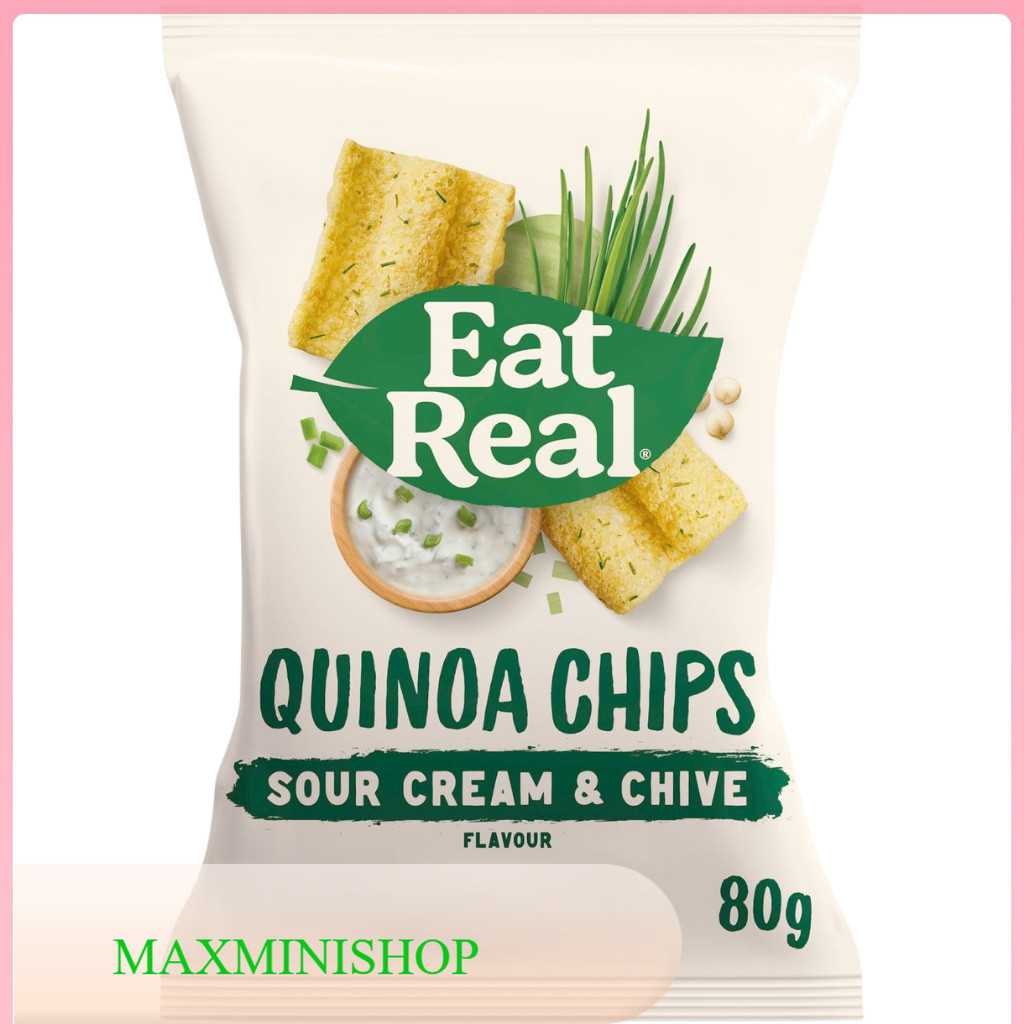 ควินัวชิปส์ครีมและกุ้ยช่าย อีทเรียล 80 กรัม/Quinoa Chips Cream & Chives Eat Real 80 G.