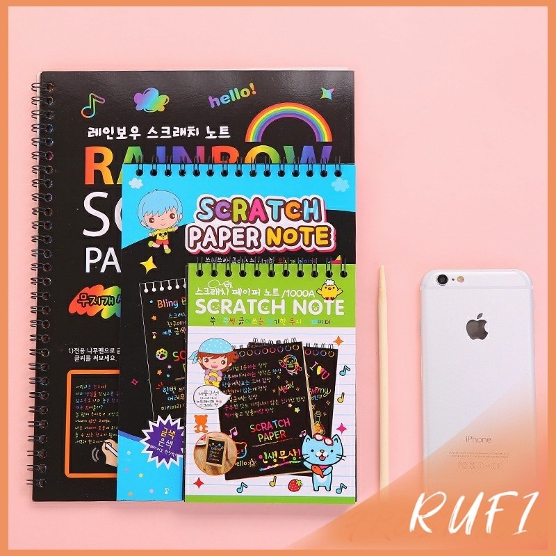 สมุดโน๊ตขูดสีรุ้งเล่มเล็กเกาหลี กระดาษวาดรูปสีสันสดใส พร้อมจัดส่ง children's picture book