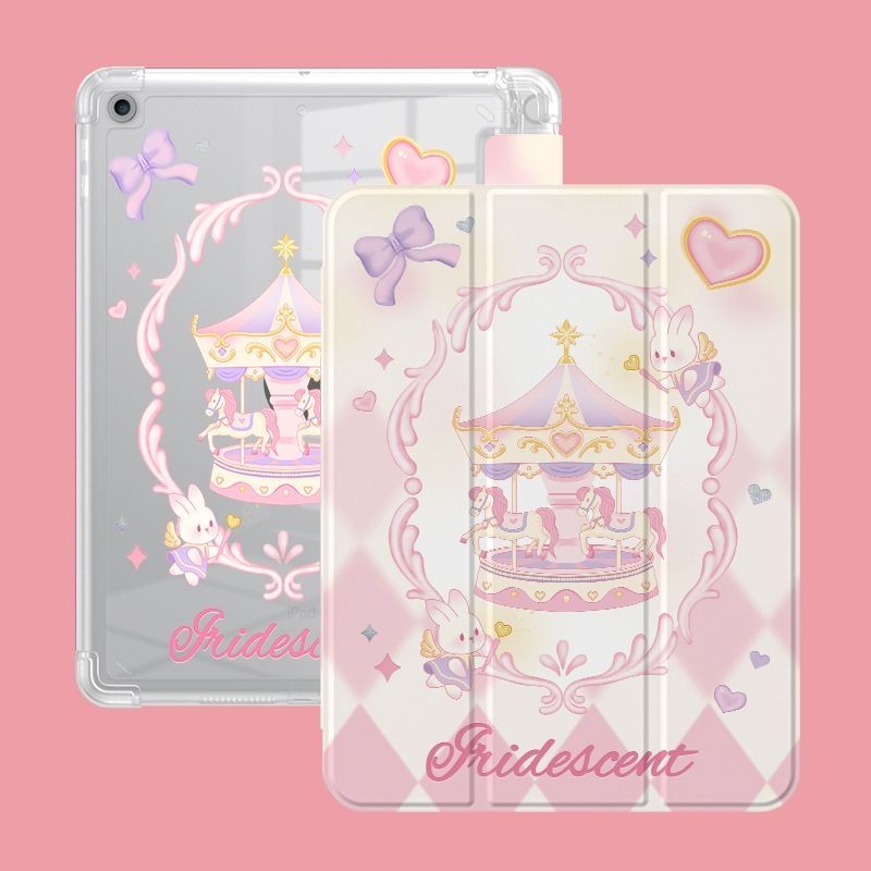 สําหรับ iPad Air5 Air4 gen10 Gen9 Gen8 Gen7 Anti drop การ์ตูน carousel iPad gen6 gen5 2021 Pro11 แท็บเล็ต Protector