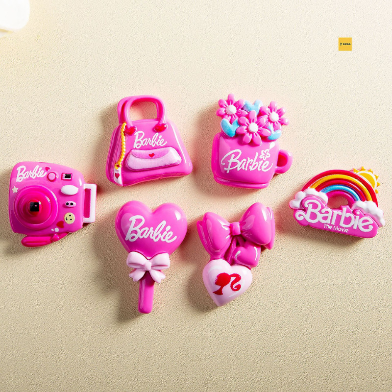 10ชิ้นสีชมพูตุ๊กตาบาร์บี้เรซิ่นเสน่ห์สําหรับ ทําเอง (8-317)