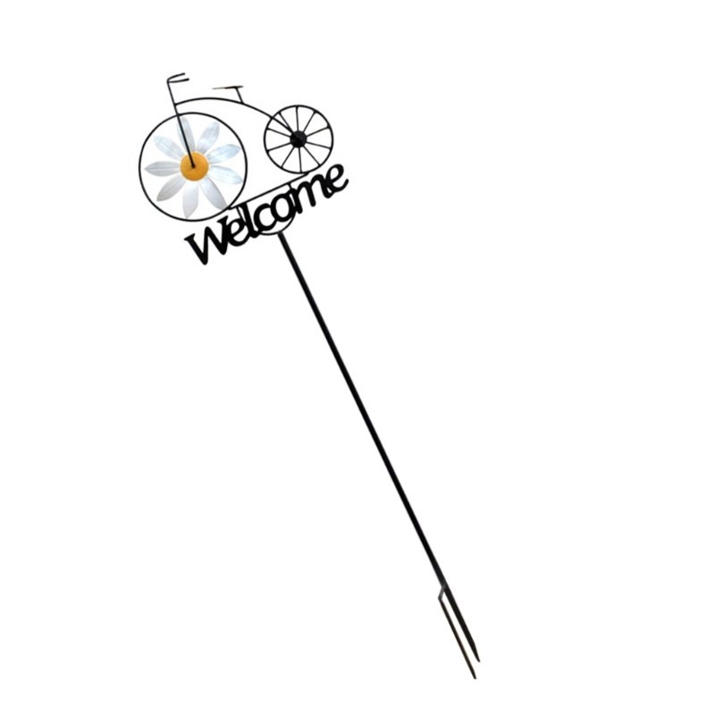 Exhila Garden Pinwheels Wind Spinner Bike Flower Welcome Stake Bicycles Windmills Outdoor