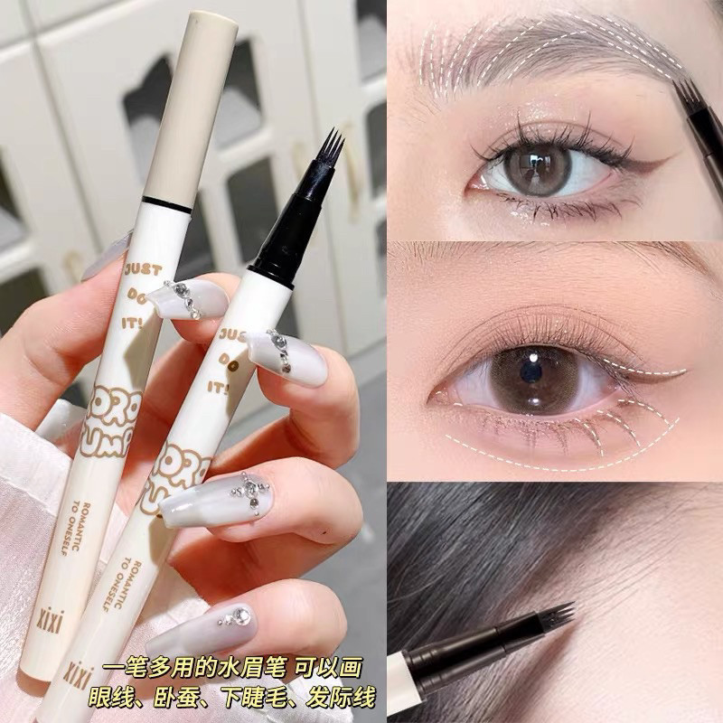 W-08🌟Xixi ดินสอเขียนคิ้ว3Dสามมิติอายไลเนอร์เจล สีเรียบเนียน ซิลค์วอร์มเจล ปากกาเส้นบางเฉียบ กันน้ํากันเหงื่อ ไม่หลุดง่าย