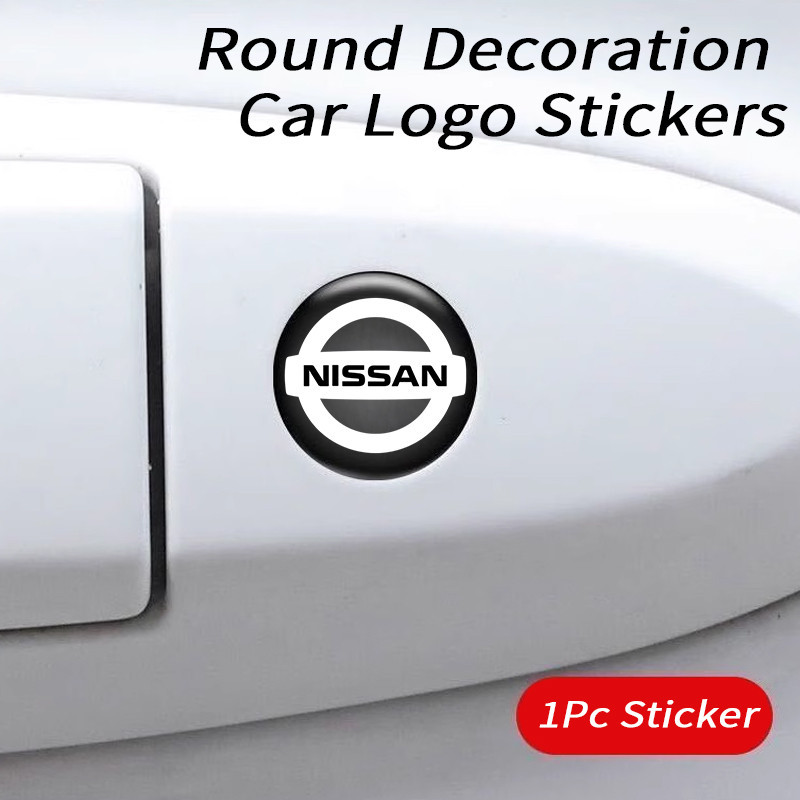 1 ชิ้น Nissan สติกเกอร์โลโก้ สําหรับติดตกแต่งยานพาหนะ กลมสติกเกอร์โลโก้รถยนต์ สำหรับ Nissan Kicks Almera Navara Terra Leaf March Note Sylphy Teana Xtrail