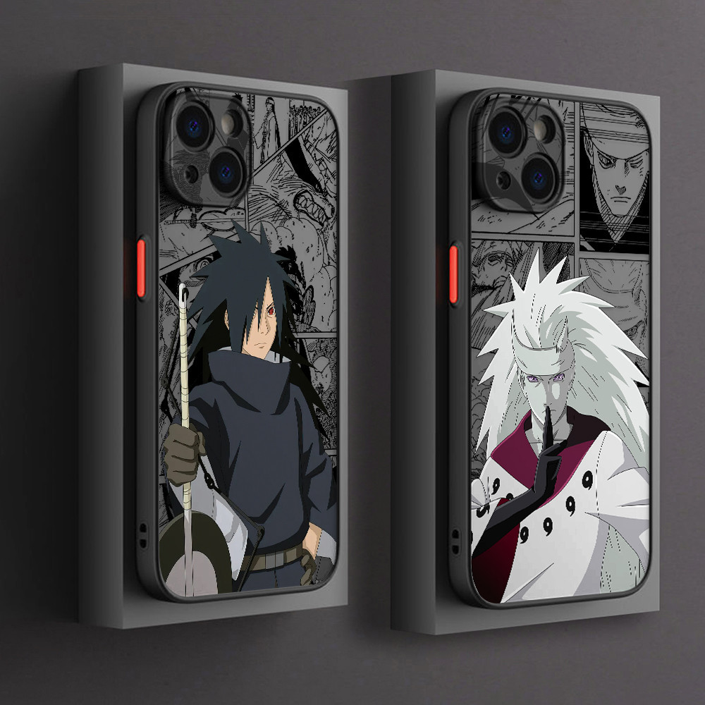 เคสโทรศัพท์มือถือแบบแข็ง โปร่งแสง ผิวด้าน ลายการ์ตูนนารูโตะ Uchiha Madara สีดํา สําหรับ iPhone 15 14 13 12 Mini 11 Pro Max X XS XR XSMAX 8 7 6 Plus SE2020