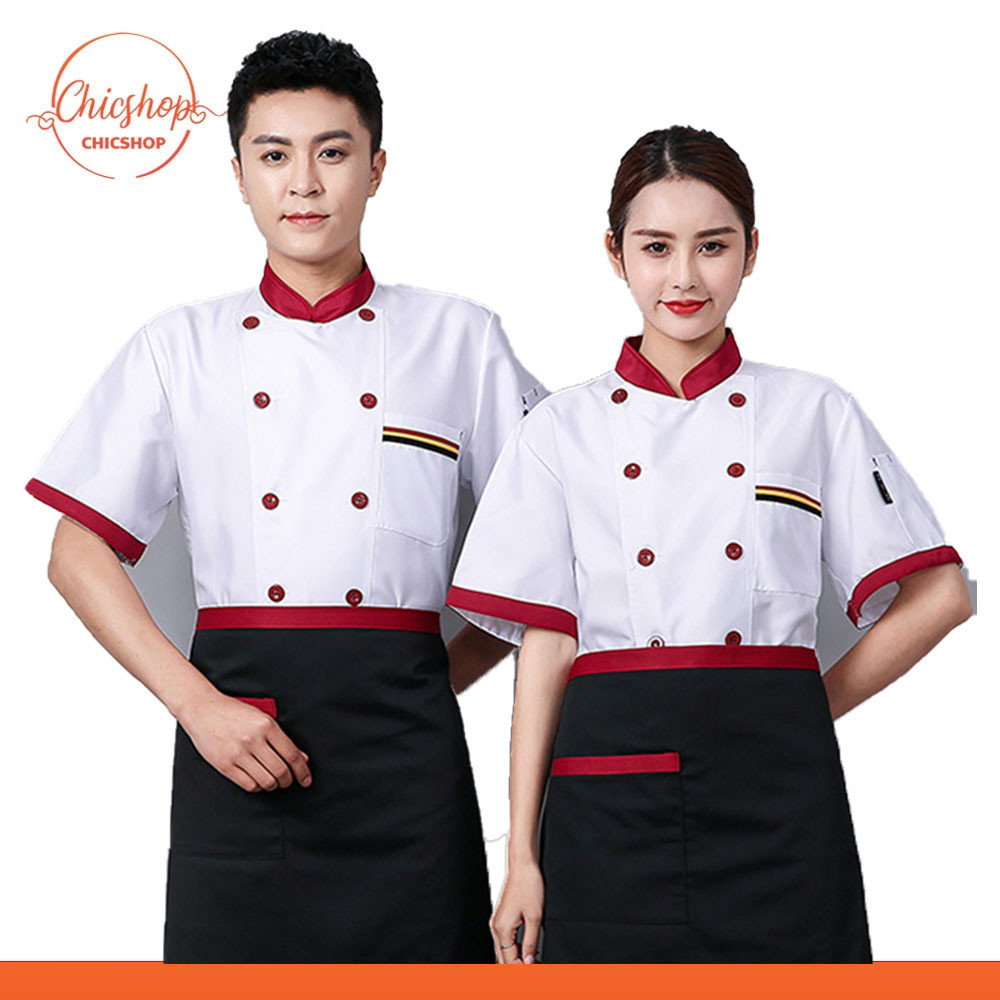chishop เสื้อเชฟโรงแรม แขนสั้น M-5XL มีหลายสีให้เลือก ชุดยูนิฟอร์มงานครัว ใส่ได้ทั้งชายและหญิง