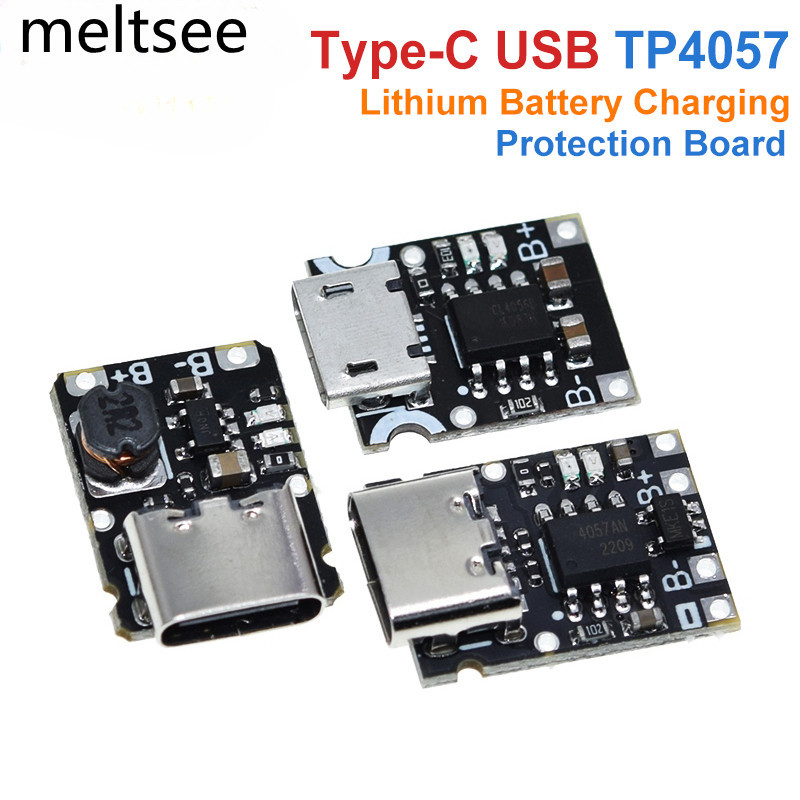 บอร์ดโมดูลป้องกันแบตเตอรี่ลิเธียม Type-C USB TP4057 1A TP4056 พร้อมตัวป้องกันอุณหภูมิ